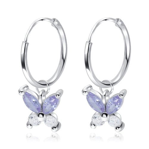 Cutie Butterfly with CZ Stone Silver hoop Earrings - J & S Expressions