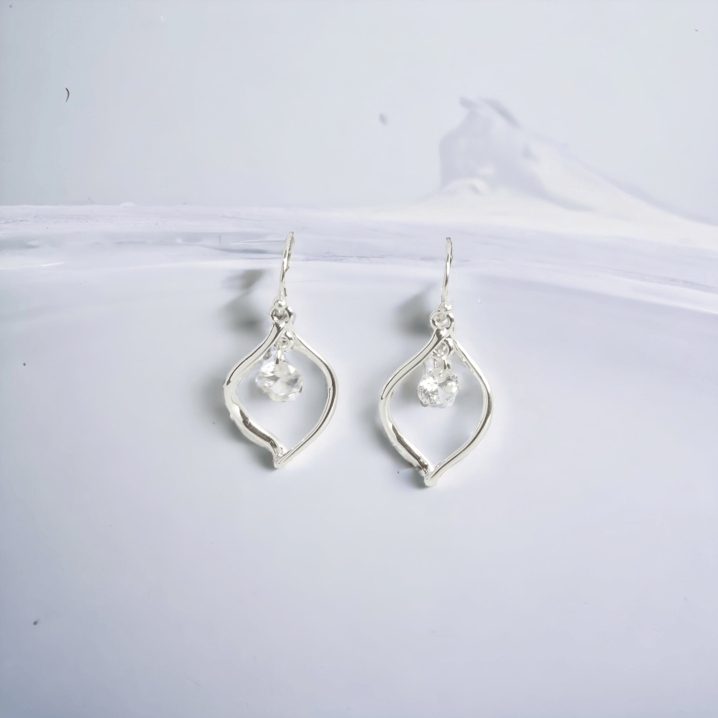 Tear Drop Earrings with Floating Crystal - J & S Expressions