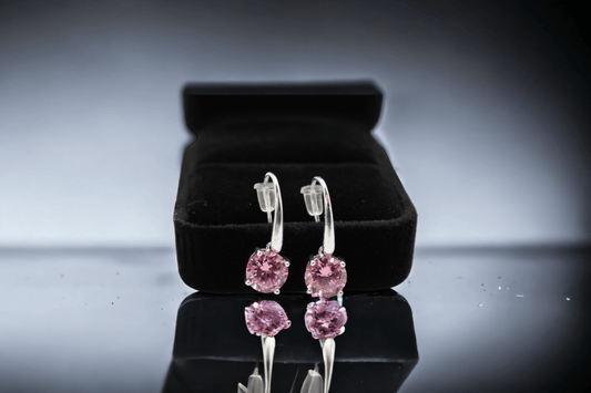 Drop Earrings with pink Crystal - J & S Expressions