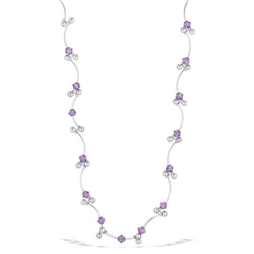 Sterling Silver 16.5 Inch necklace with Purple Crystals - J & S Expressions