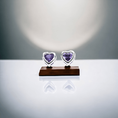 Purple Heart Earrings with Sterling Silver Overlay - J & S Expressions