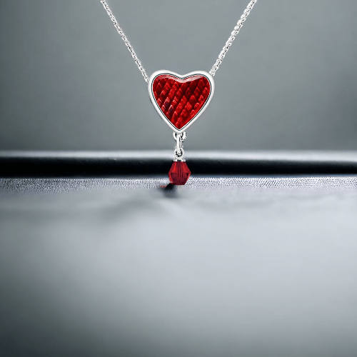 Red Heart necklace with Crystal Drop - J & S Expressions