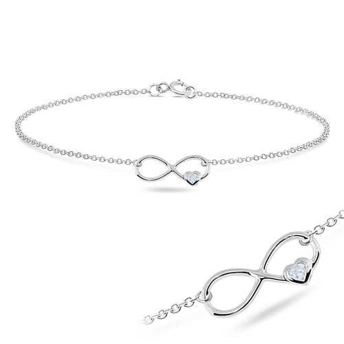 Infinity Symbol with Heart CZ Stone Bracelet - J & S Expressions