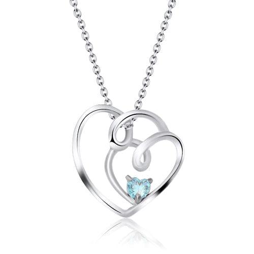 Silver Double Heart with Heart Shaped Crystal - J & S Expressions