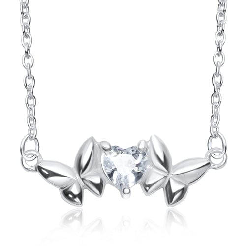 Butterflies with CZ Heart Shaped Necklace - J & S Expressions