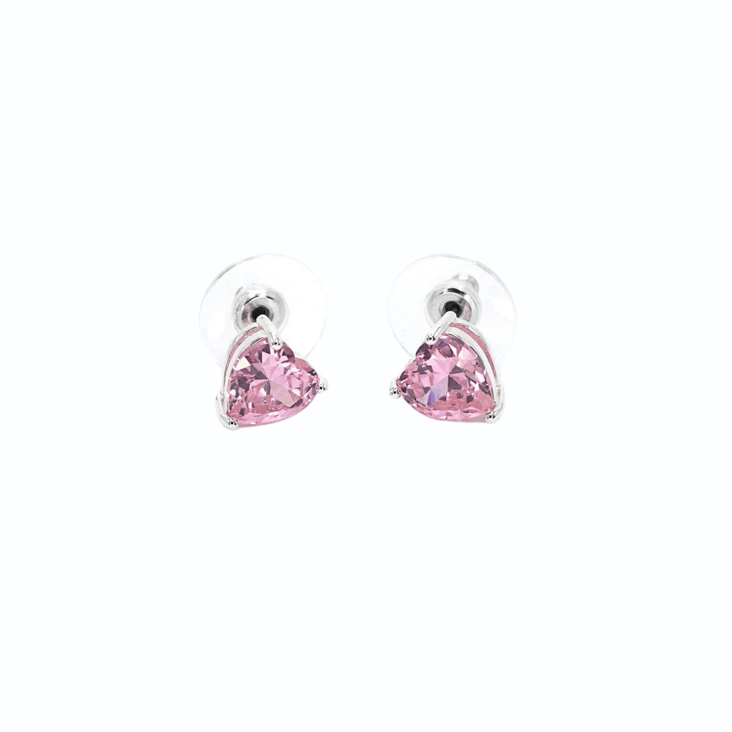 Pink Heart Earrings - Prong - J & S Expressions