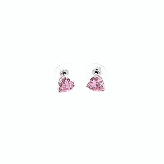 Pink Heart Earrings - Sterling Silver Overlay - J & S Expressions