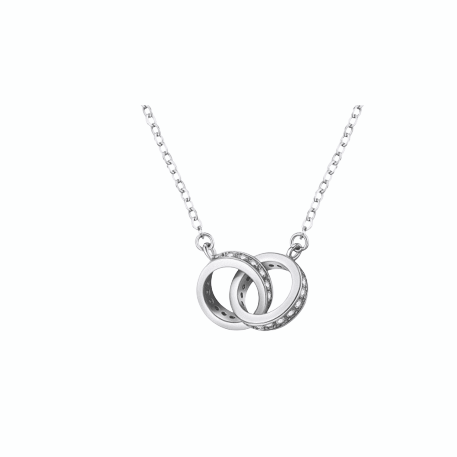 Two intertwined circle necklace - Sterling Silver overlay - J & S Expressions