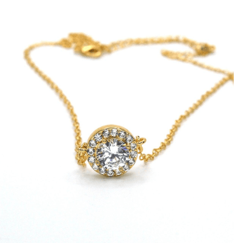 3 Carat Halo Necklace in Gold overlay - J & S Expressions