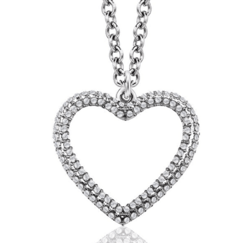 Open Pave Heart Necklace with Silver Overlay - J & S Expressions
